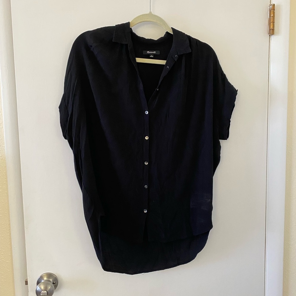 Madewell Women’s Oversized Black Button-down shirt lightweight loose fit small